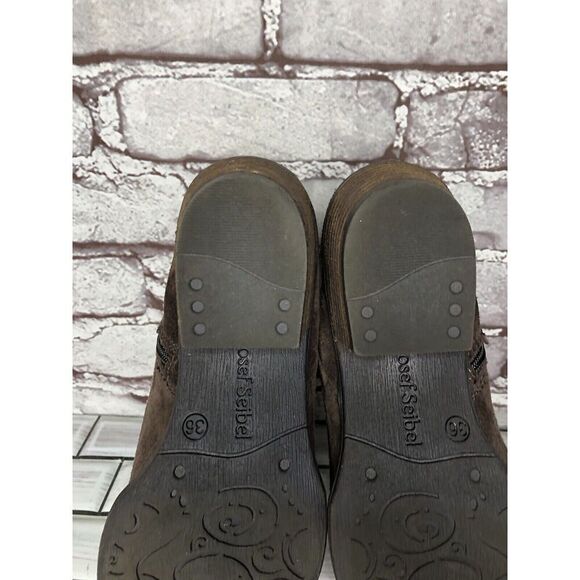 Josef Seibel Brown Suede Leather Side Zip Ankle Booties Heel Boots Women Sz 36EU - Picture 15 of 16